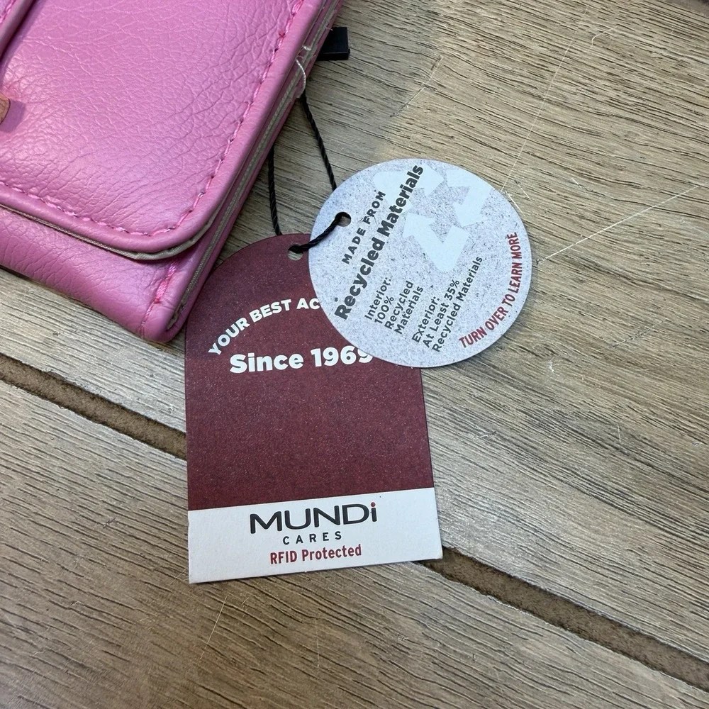 NWT Small Rose Bloom Pink Anna Indexer Rfid Blocking Mundi Mini Snap Wallet
